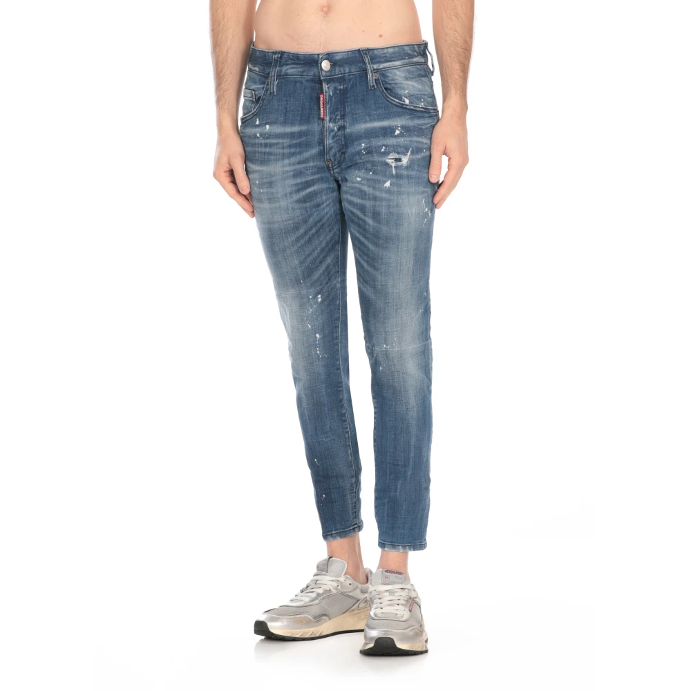 Dsquared2 Blauwe Katoenen Jeans met Gescheurde Details Blue Heren