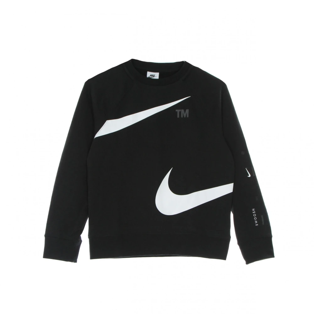 Nike Zwart Wit Fleece Swoosh Crewneck Sweatshirt Black Heren