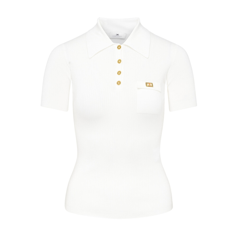 Tシャツ・カットソー ELISABETTA FRANCHI Woman Polo Shirt White MK63B 360 Elisabetta Franchi Polo Shirts • Shop Polo Shirts from