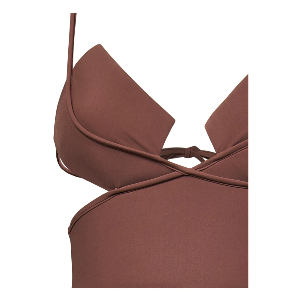 Nensi Dojaka Bruine Badkleding met Vierkante Cups Brown Dames