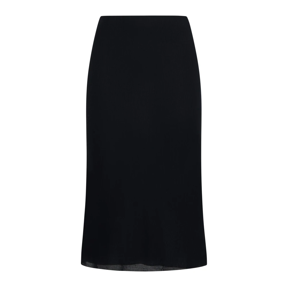 Khaite Geribbelde Zwarte Midi Rok Black Dames