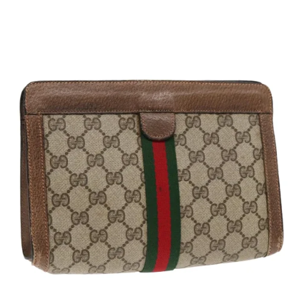 Gucci Vintage Pre-owned Leather clutches Beige Dames