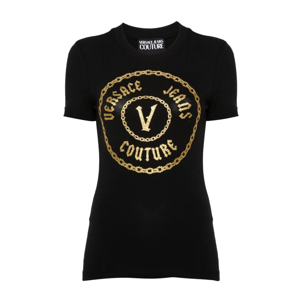 Versace Jeans Couture Zwarte T-shirt voor vrouwen Black Dames