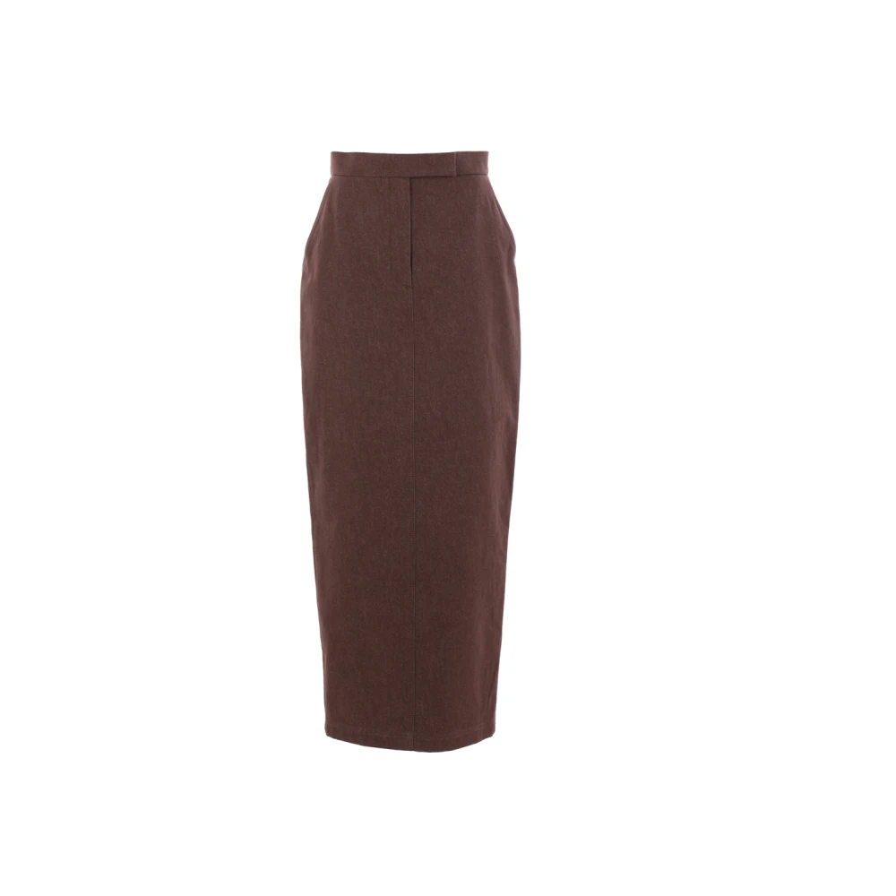 Max Mara Denim Lange Rok Bruin Brown Dames