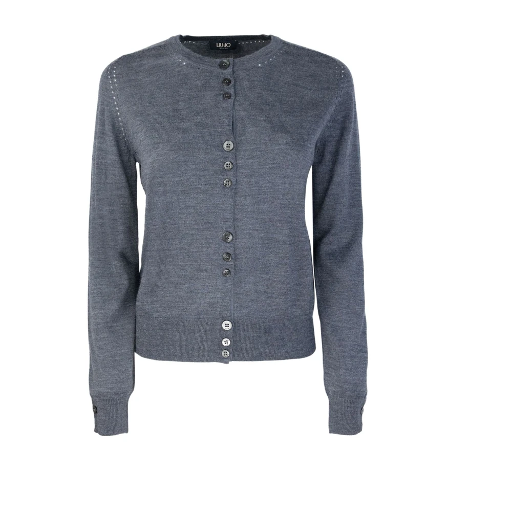 Liu Jo Wollen Cardigan Sweater Lange Mouw Gray Dames