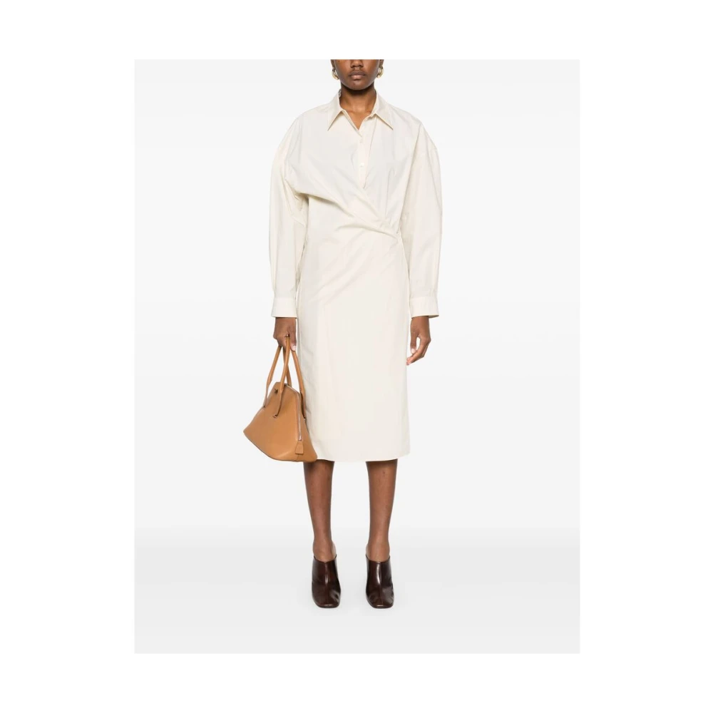 Lemaire Beige Knoop Drop Schouder Jurk Beige Dames