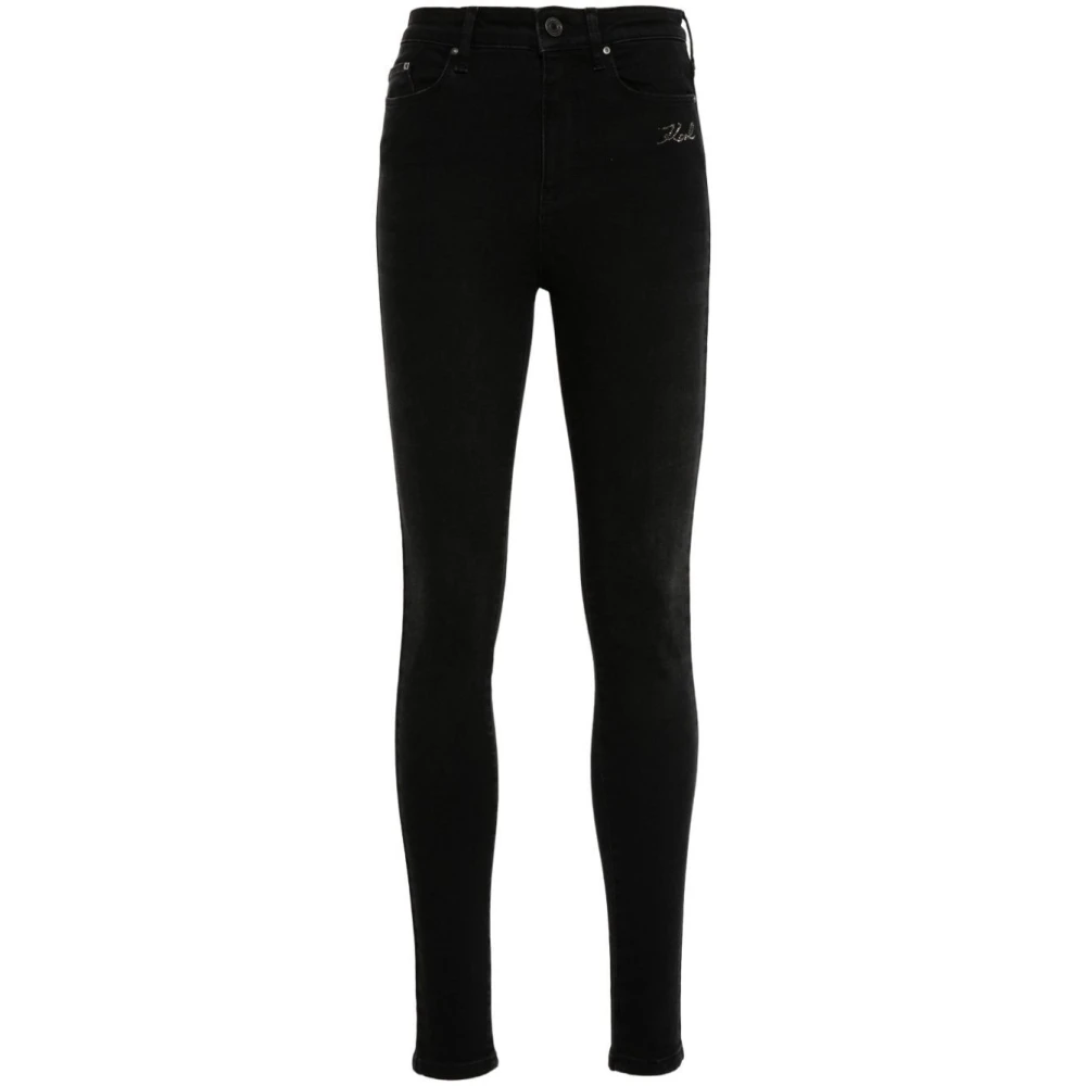 Karl Lagerfeld Skinny Jeans MET Kristallogo Black Dames