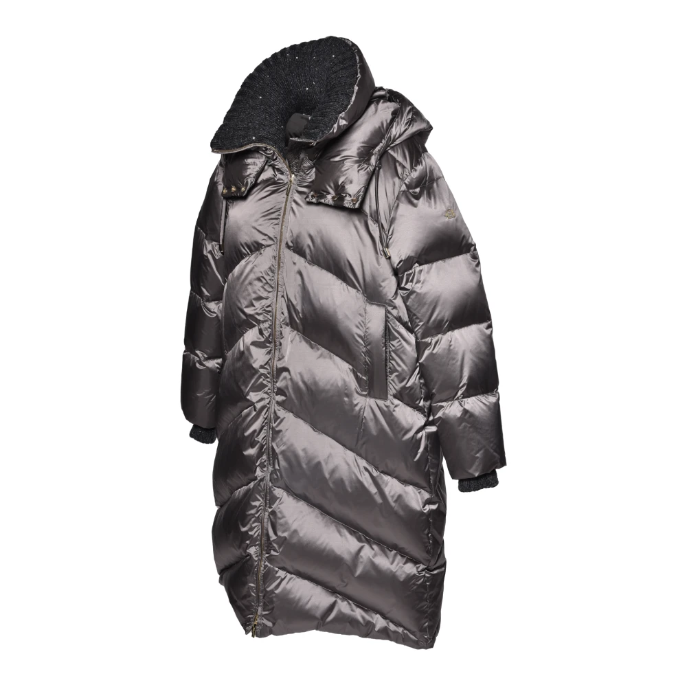 Baldinini Long down jacket in anthracite nylon Gray Dames