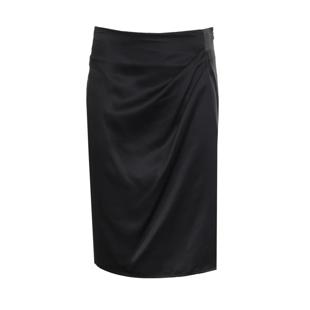 Twinset Zijden Gedrapeerde Midi Rok Black Dames
