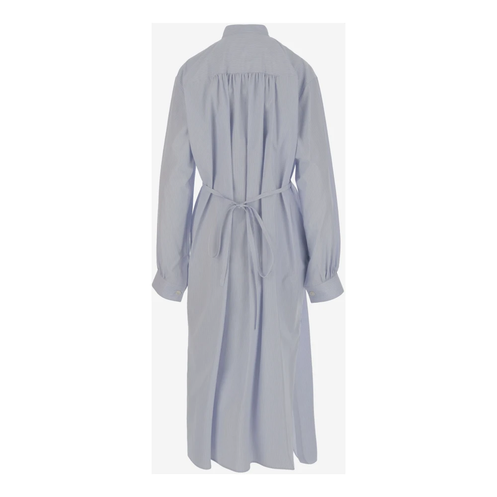 Jil Sander Katoenen Mandarin Kraag Jurk met Zakken Blue Dames