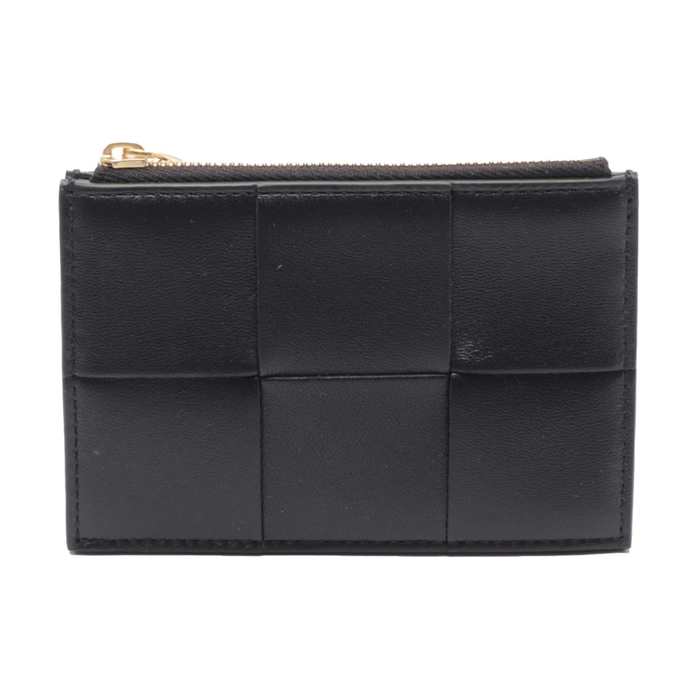 Bottega Veneta Vintage Women's Black Pre-Owned Intrecciato Leather Zip Pouch