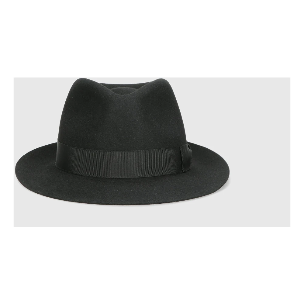 Borsalino Geborstelde Vilt Fedora Hoed Black Heren