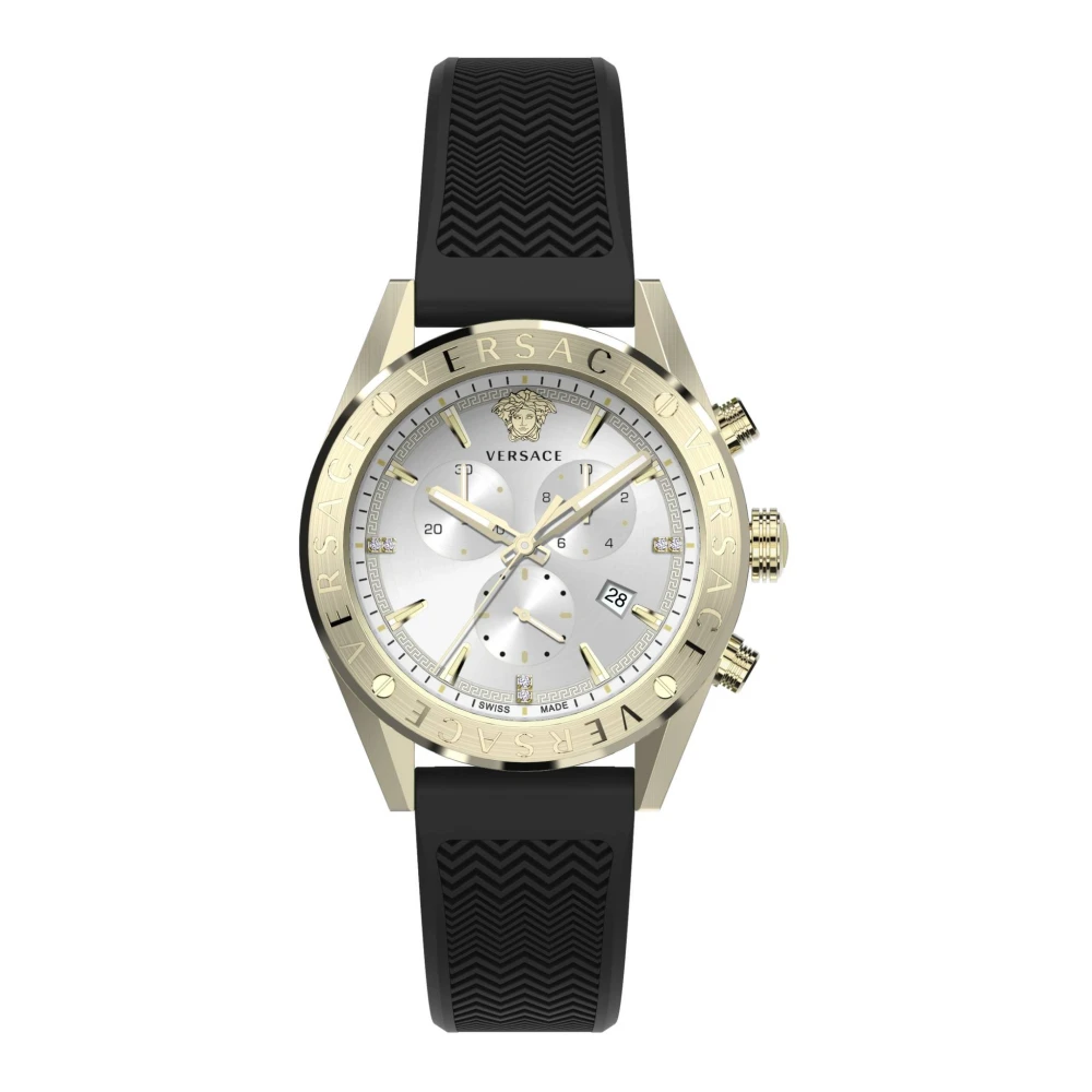Versace Men's Black V-Chrono Chronograph Watch Silicone