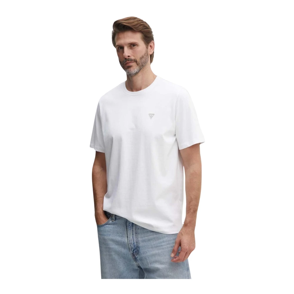 Guess Katoenen Patch Logo T-shirt White Heren