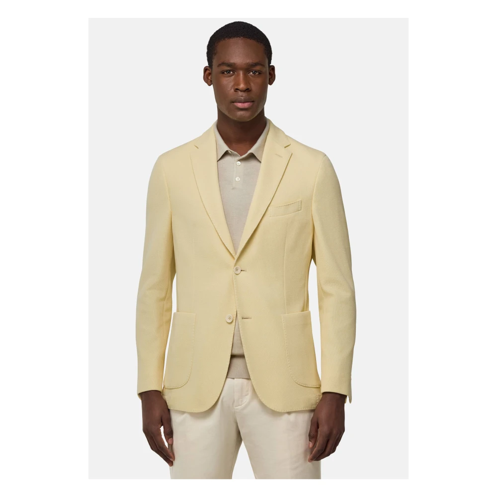Boggi Milano B Jersey Katoenen Crêpe Jas Yellow Heren