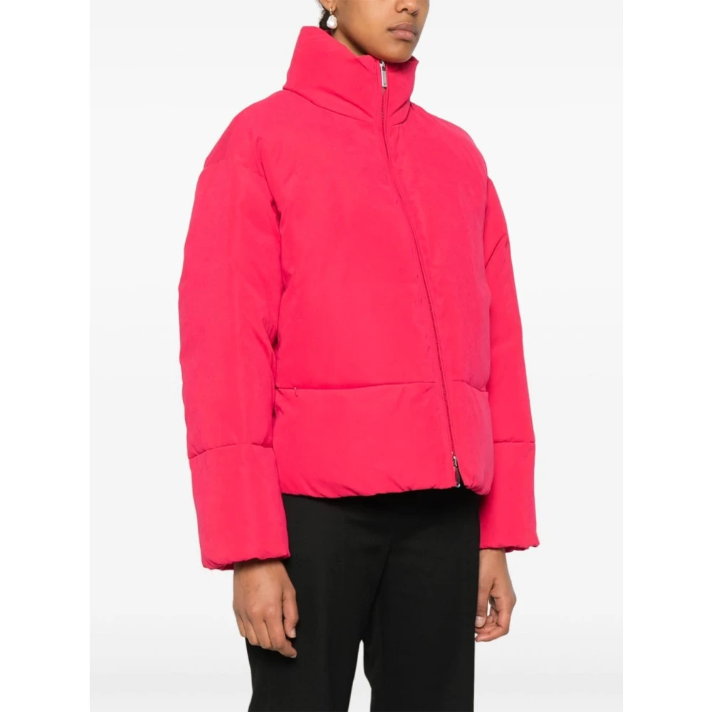 Emporio Armani Rode Jassen met Opstaande Kraag Red Dames