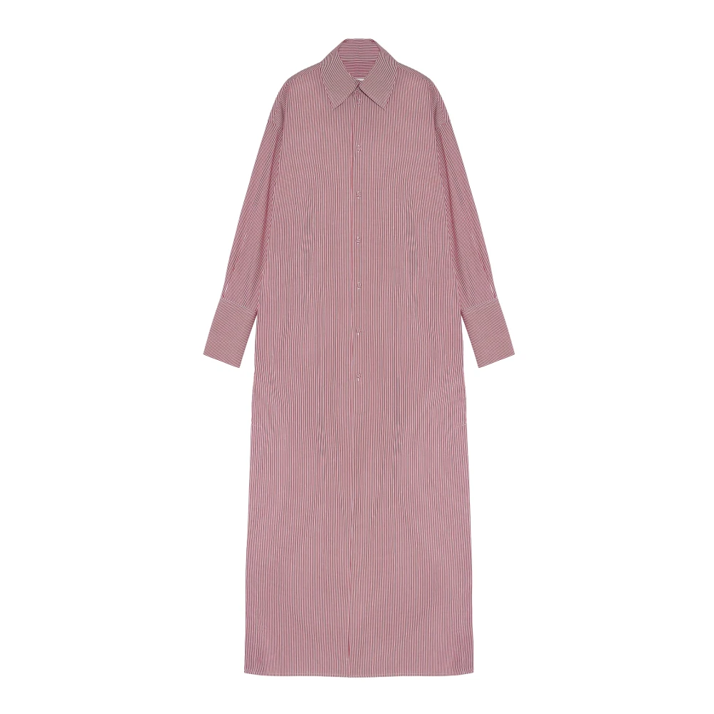Armarium Women's Red Malik Cotton Dress With Striped Pattern