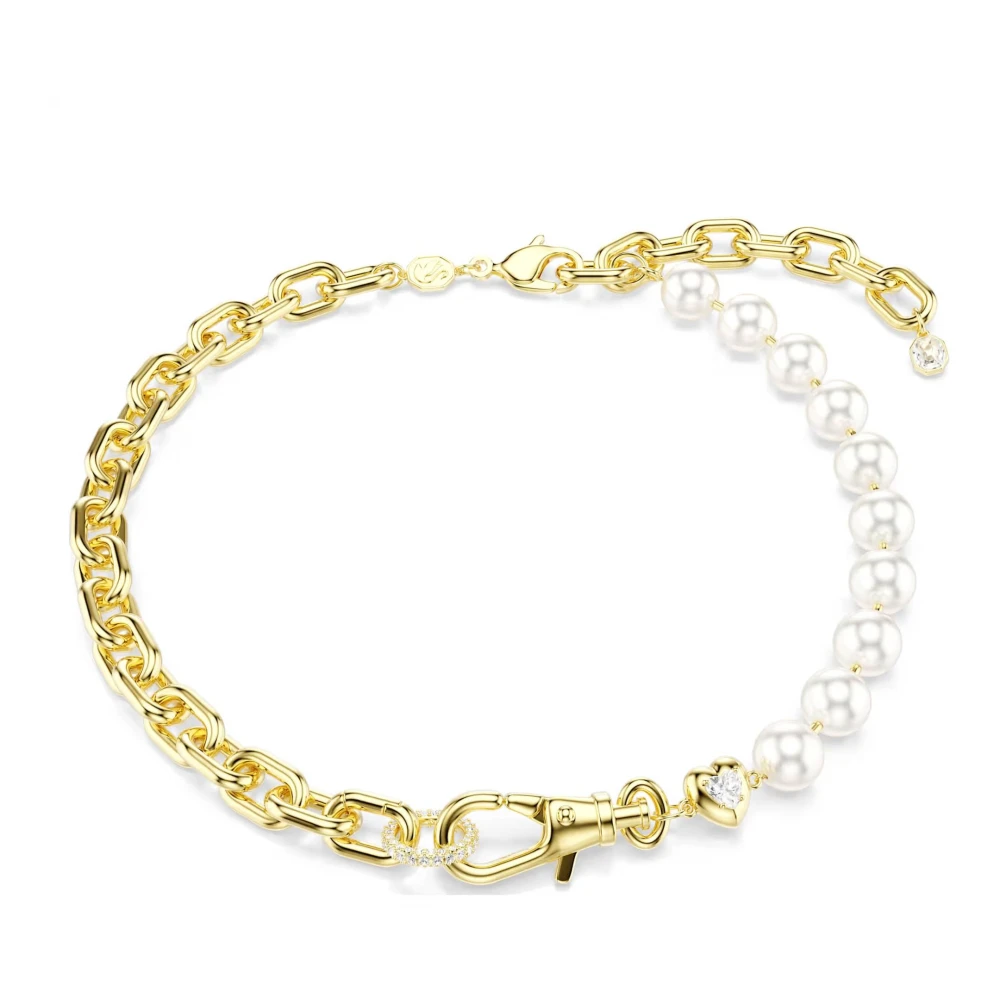 Swarovski Unisex White Idyllia Necklace, Crystal Pearl, 18K Gold Finish - Image 2