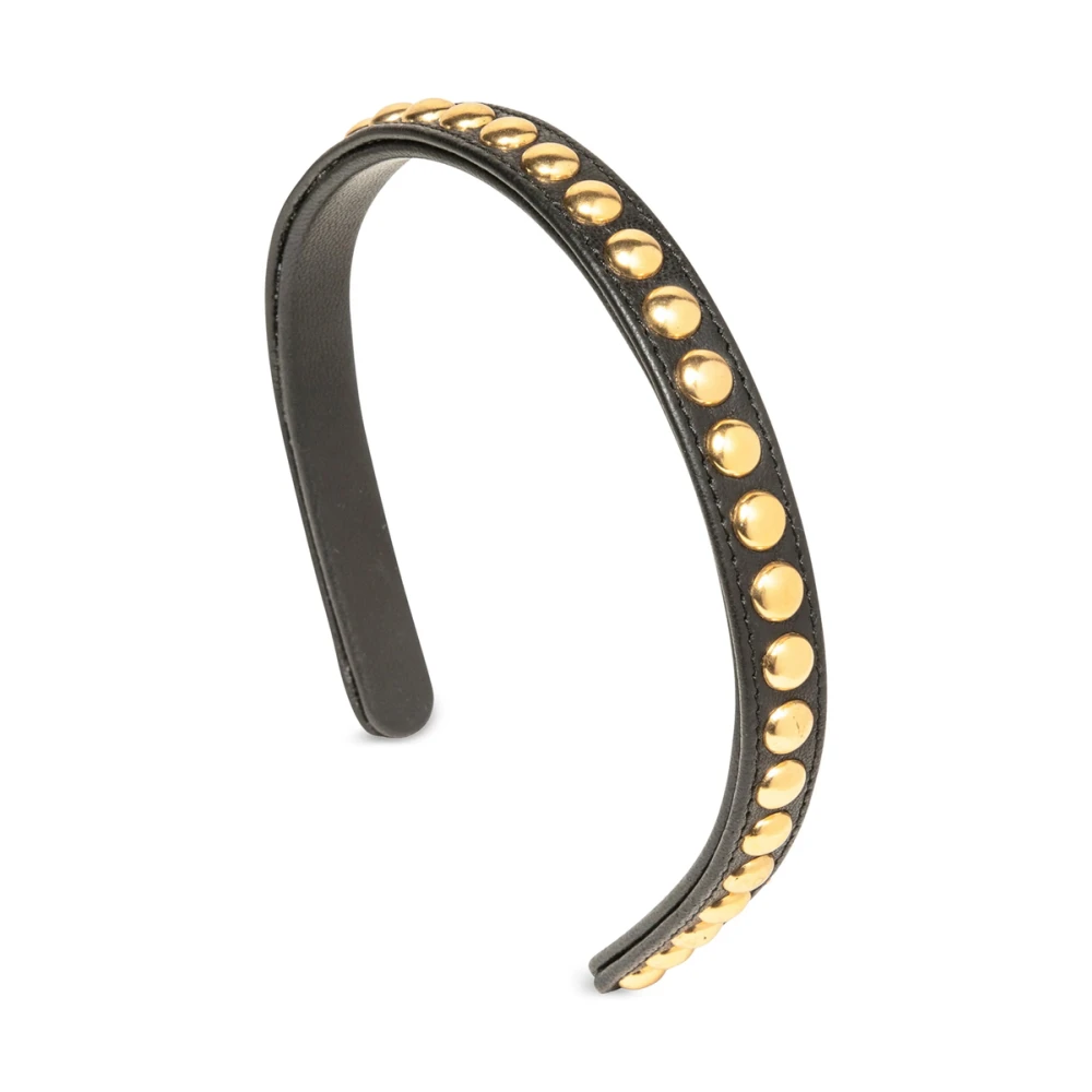 Jennifer Behr Zwart Lamsvacht Goudkleurige Stud Haaraccessoire Black Dames