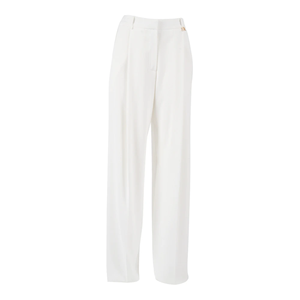 Elisabetta Franchi White Essentials Stretch Trousers - Female - Wide Trousers - Xl - Trousers