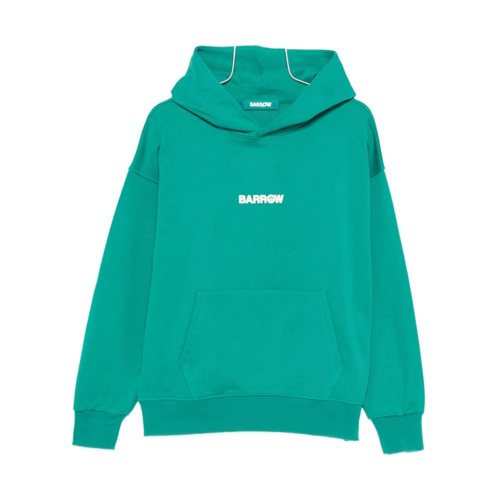 Barrow Green Hoodies, Male, S, Hooded Sweatshirt With Logo