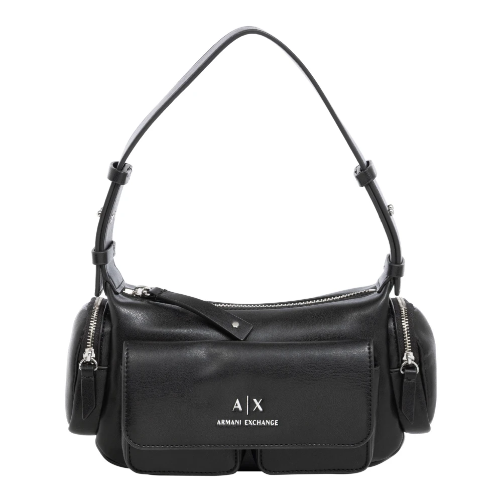 Armani Exchange Snygg Hobo-väska med Dragkedja Black, Dam