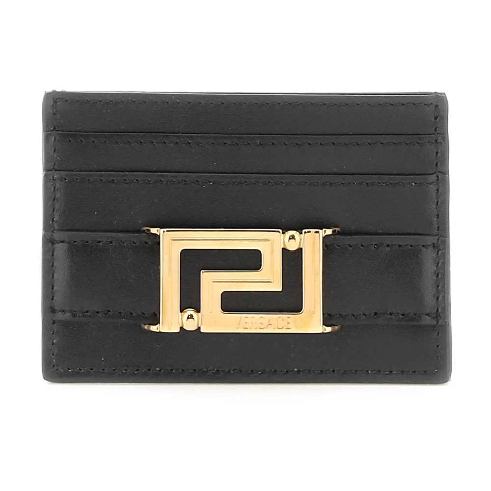 Versace Läder Kreditkortshållare med Guldmetall Black, Dam