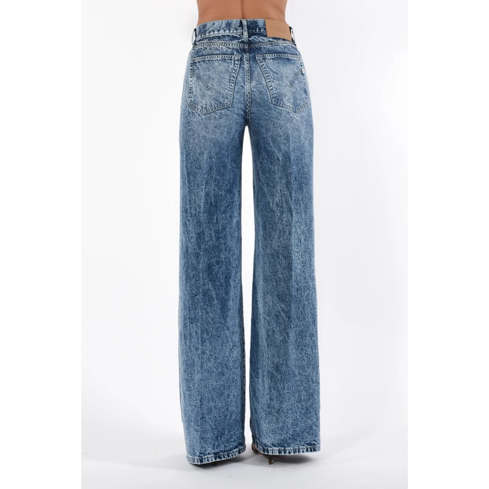Dondup Wide Leg Jeans Amber Model Blue Dames