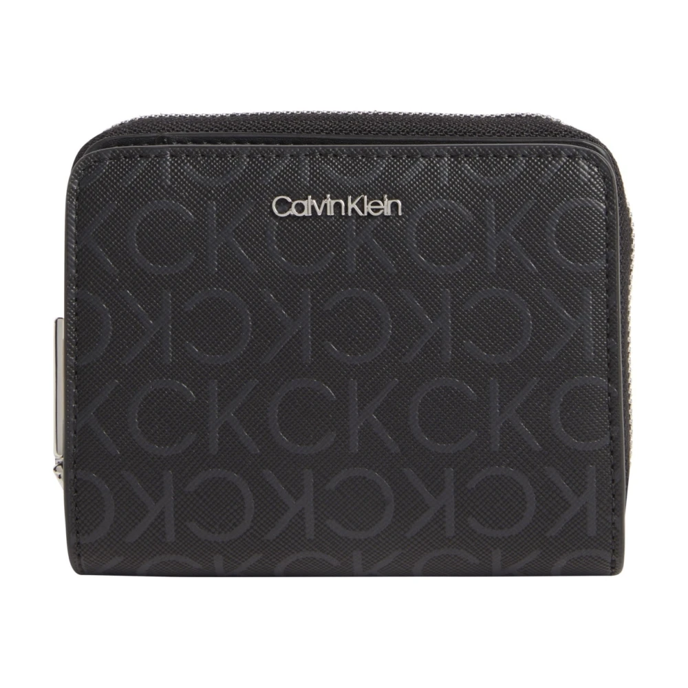 Calvin Klein Zwarte ritsportemonnee voor vrouwen Black Dames