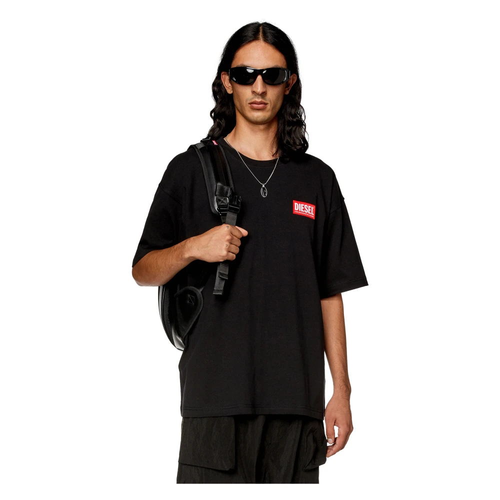 Diesel T-shirt with logo patch Black Heren
