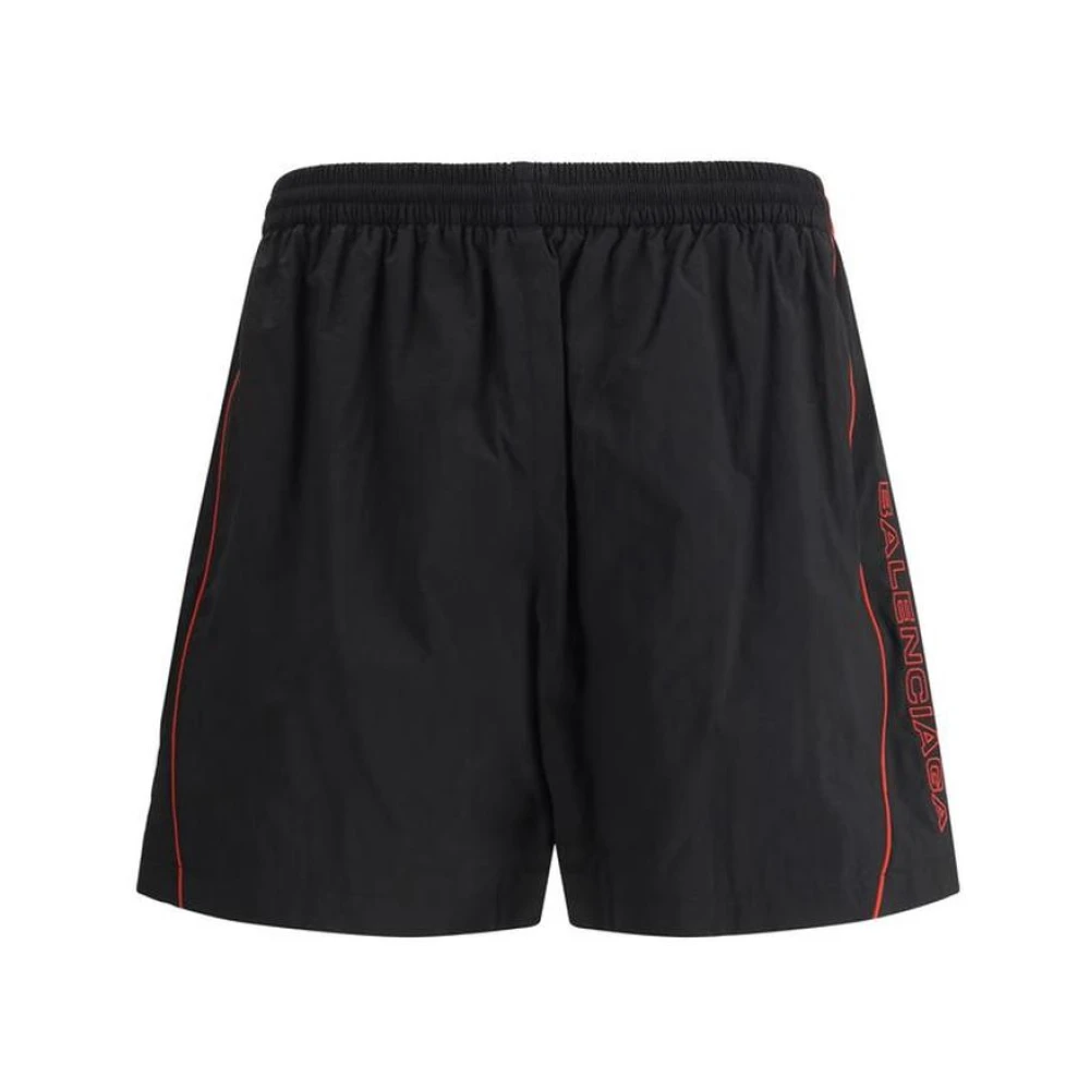 Balenciaga Shorts met geborduurd logo Black Heren