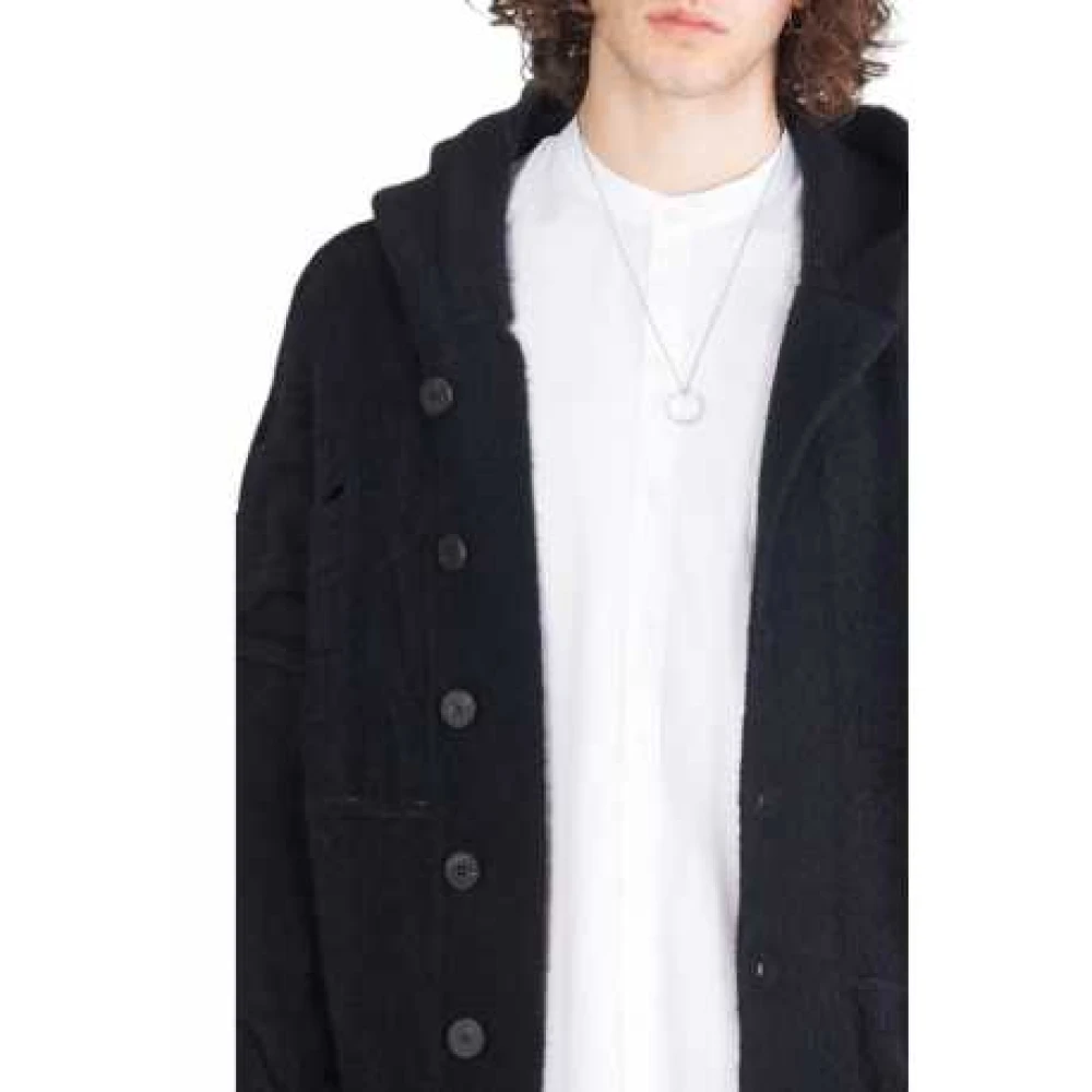 Isabel Benenato Zwarte Yak Hooded Lang Vest Black Heren