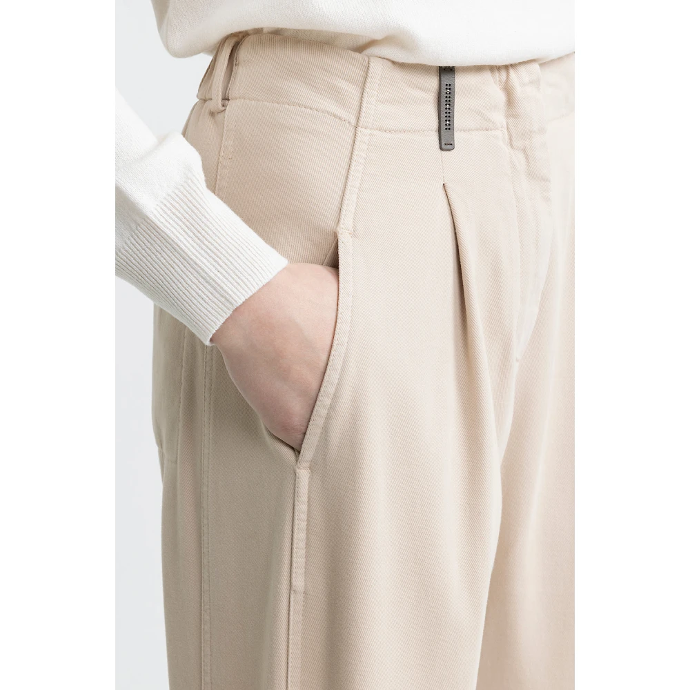 PESERICO Katoenen gabardine wortelbroek Beige Dames