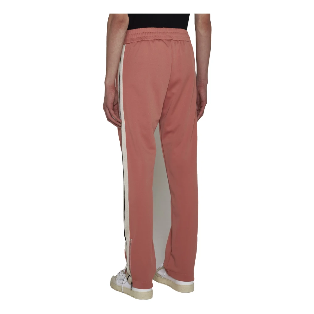 Palm Angels Zwarte Broek met Zijstreepdetail Pink Heren