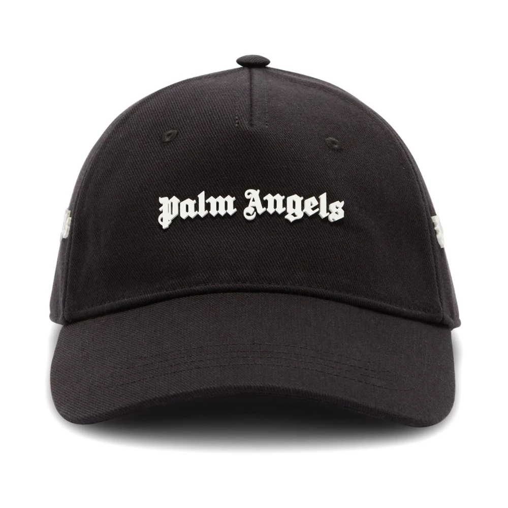 Palm Angels Zwarte Logo Hoed met Gebogen Klep Black Heren