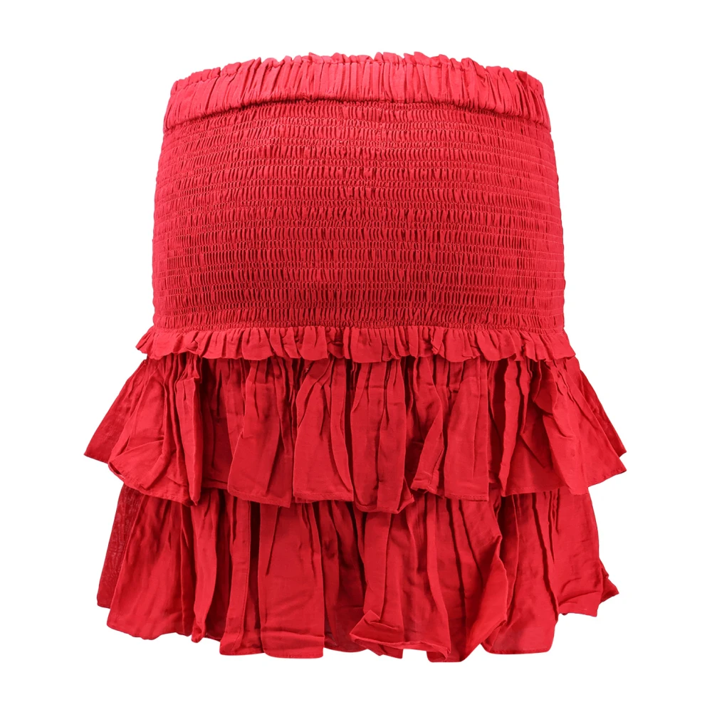 Isabel Marant Étoile Biologische Katoen Viscose Rok met Volants Red Dames