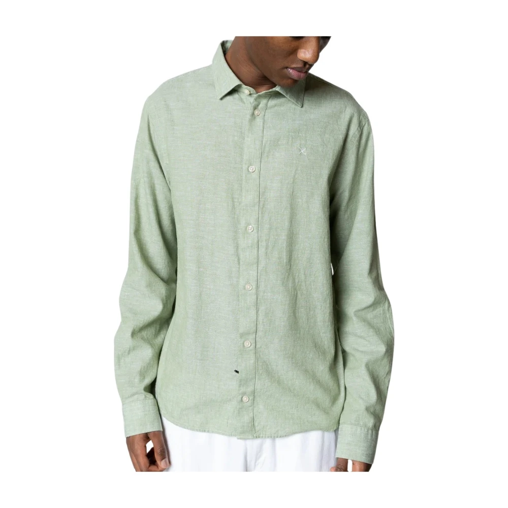 Clean Cut Katoen Linnen Shirt voor Casual Look Green Heren