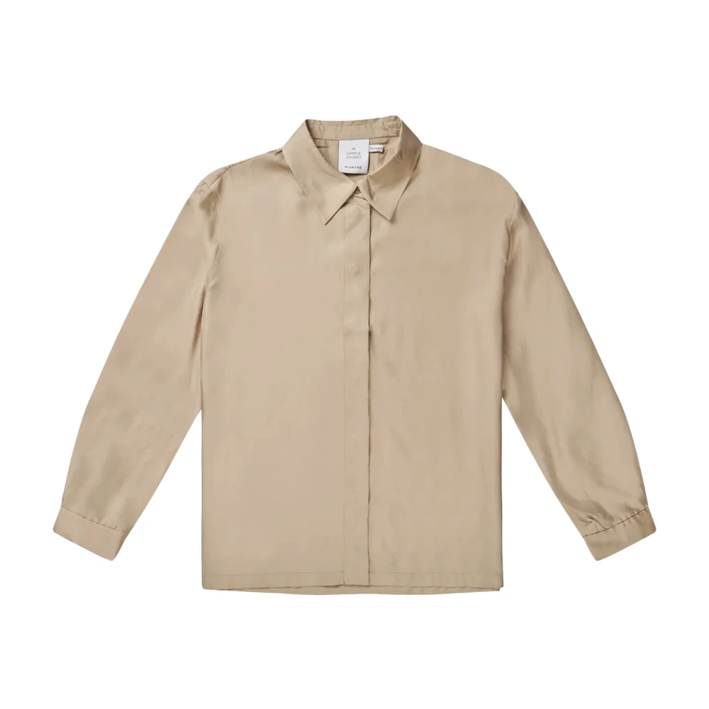 Munthe Women's Beige Silk Classic Shirt - Shirts - S - Blouses & Shirts