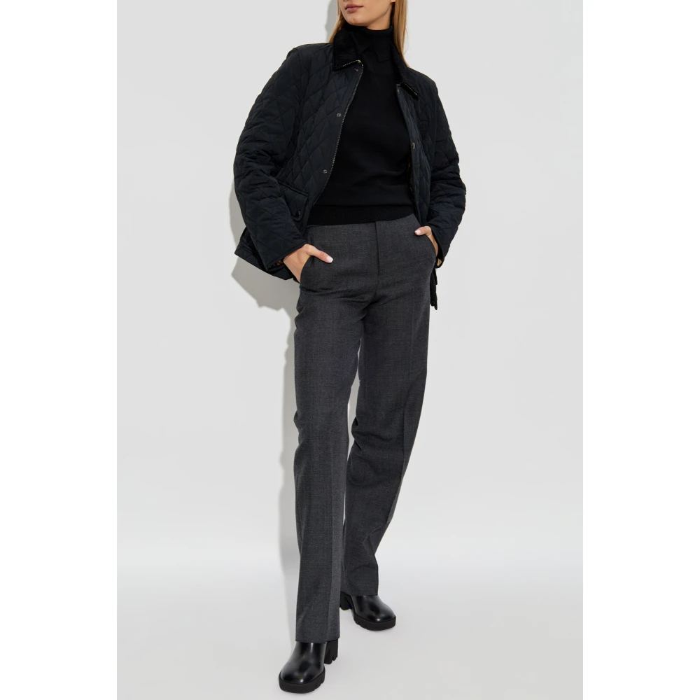 Burberry Gewatteerde jas met corduroy kraag Black Dames
