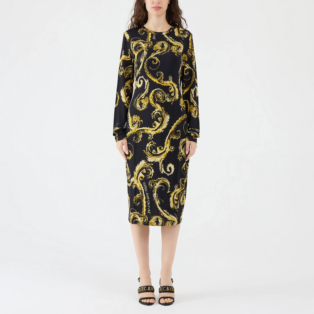 Versace Jeans Couture Chrome Print Midi Jurk Multicolor Dames