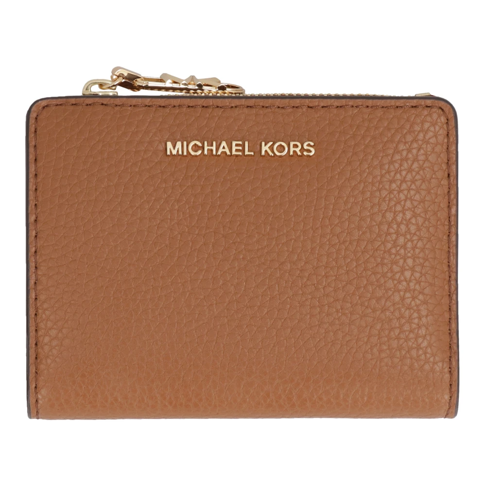 Michael Kors Korrelig Leren Portemonnee met Drukknoopsluiting Brown Dames