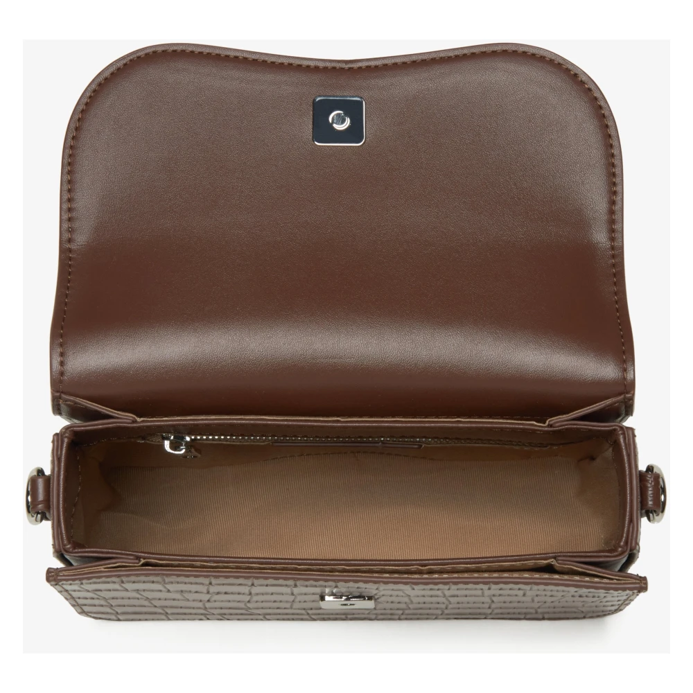 Estro Dames Kleine Bruine Leren Tas met Reliëf Er00115767 Brown Dames
