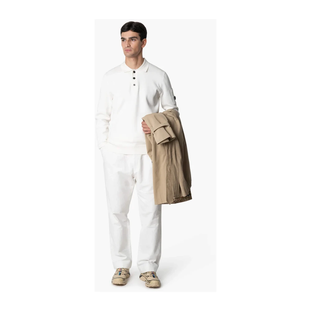 Quotrell Witte Gebreide Button Up Sweater Heren White Heren
