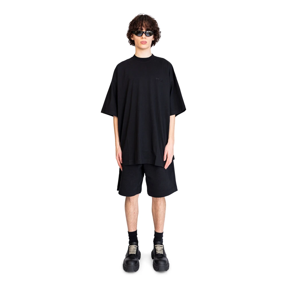 Vetements Zwart Logo Geborduurd Oversized T-Shirt Black Heren