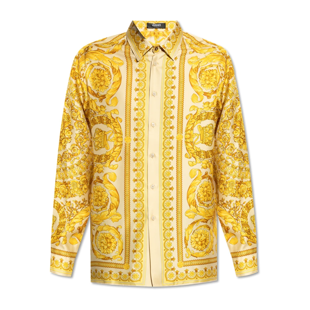 Versace Zijden Overhemd Yellow Heren
