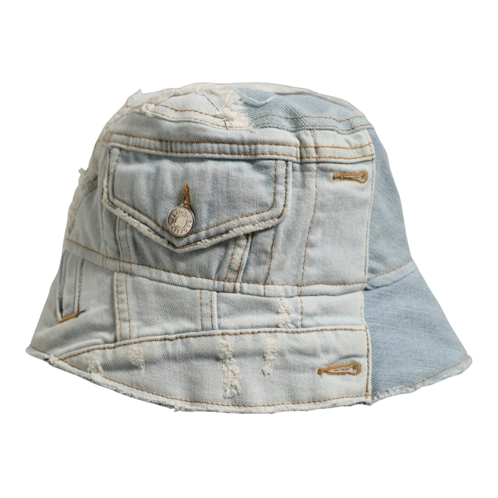 Dolce & Gabbana , Accessories, Unisex, Blue, One Size, Patchwork Denim Bucket Hat