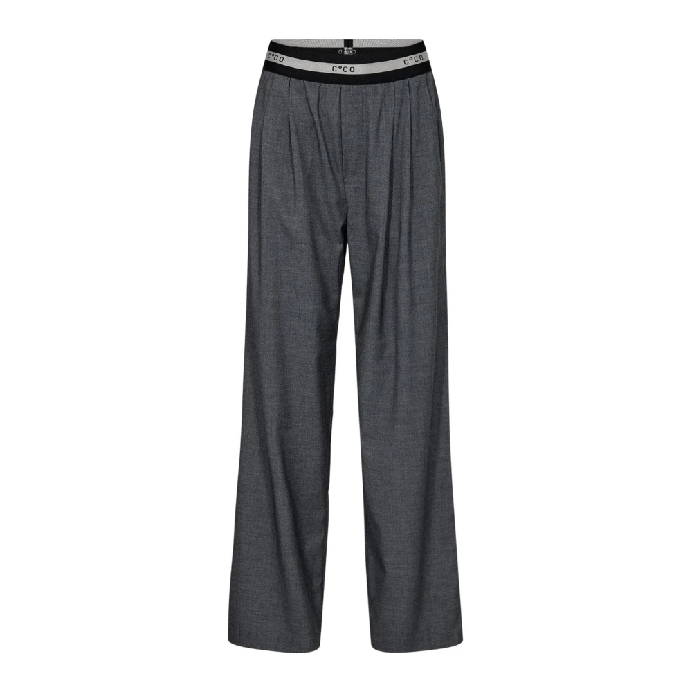 Co'Couture Tailor Pleat Logo Broek Elegante Silhouet Gray Dames