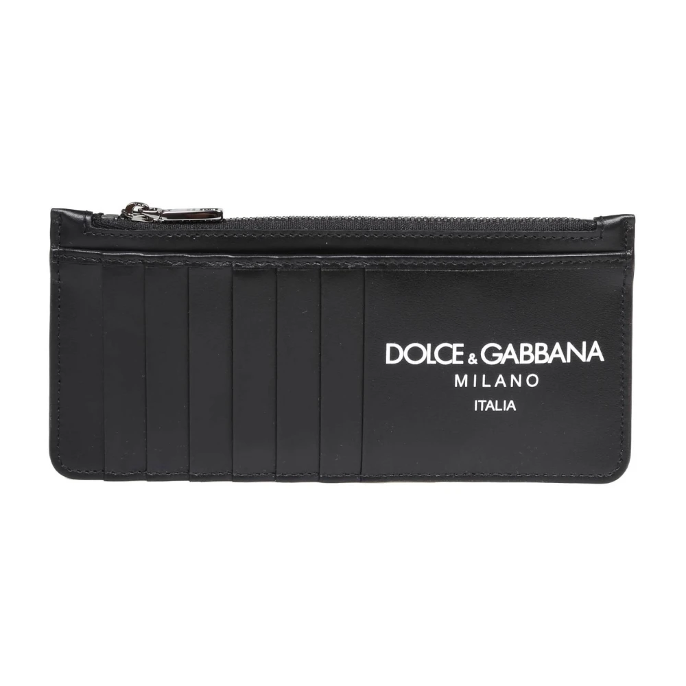 Dolce & Gabbana Svart Läder Kreditkortsplånbok Black, Herr