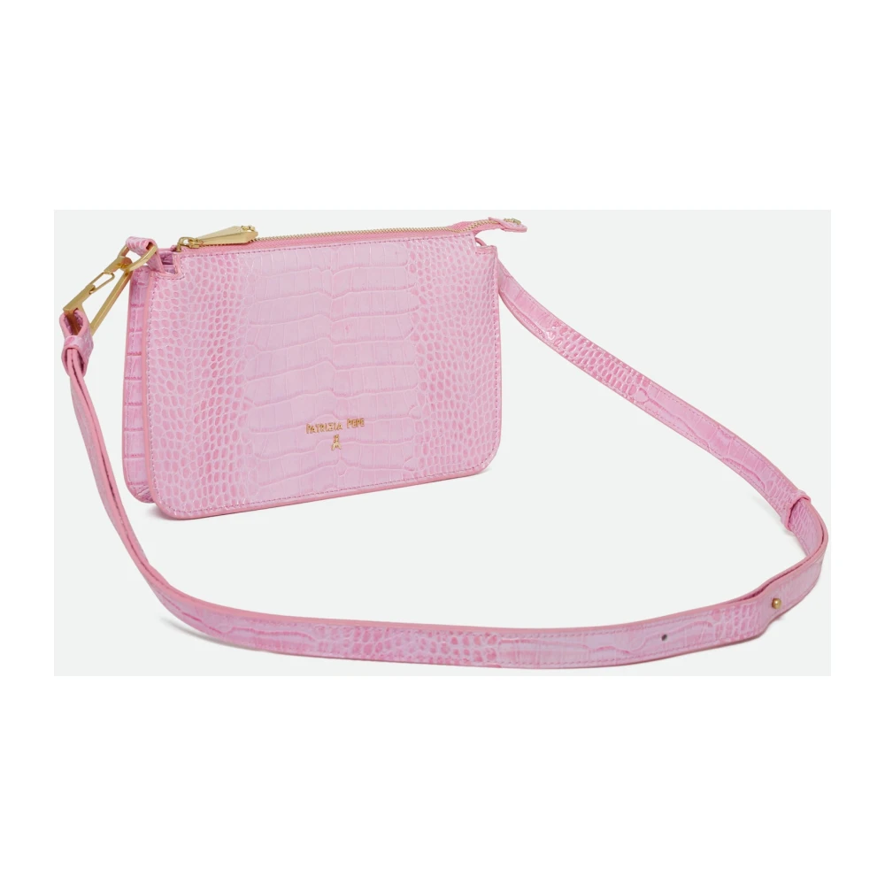 PATRIZIA PEPE Roze Leren Schoudertas met Rits Pink Dames