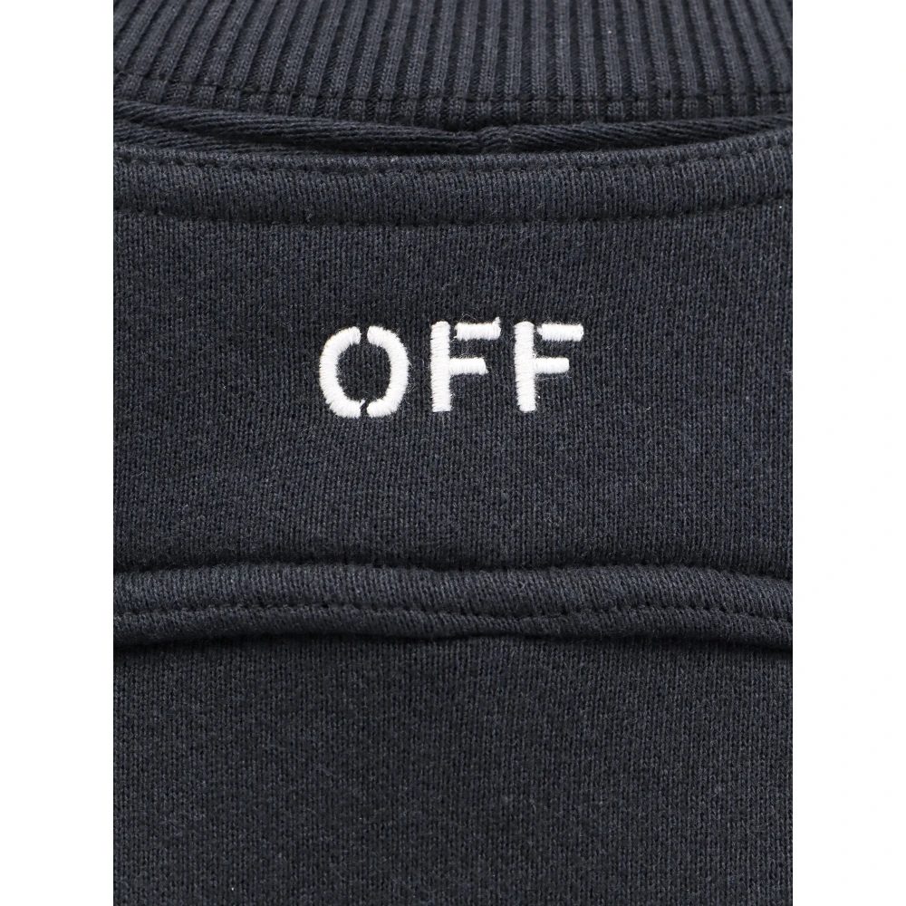Off White Logo Front Katoenen Sweatshirt Crop Fit Black Dames